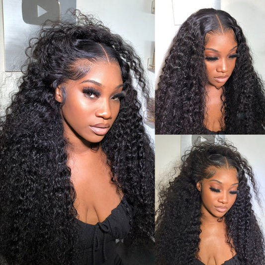 13x6 Deep Wave Curly Wig - 200% Density HD Lace Virgin Hair with Pre-Bleached Knots & Pre-Plucked Hairline